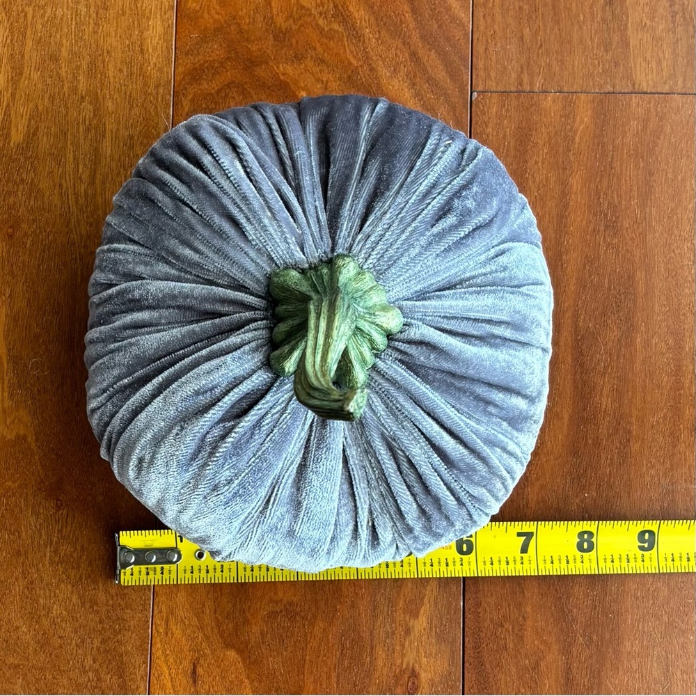 Cute Velvet Pumpkin Decor Set - Green, Gray, White Fall Harvest Thanksgiving - Picture 9 of 12